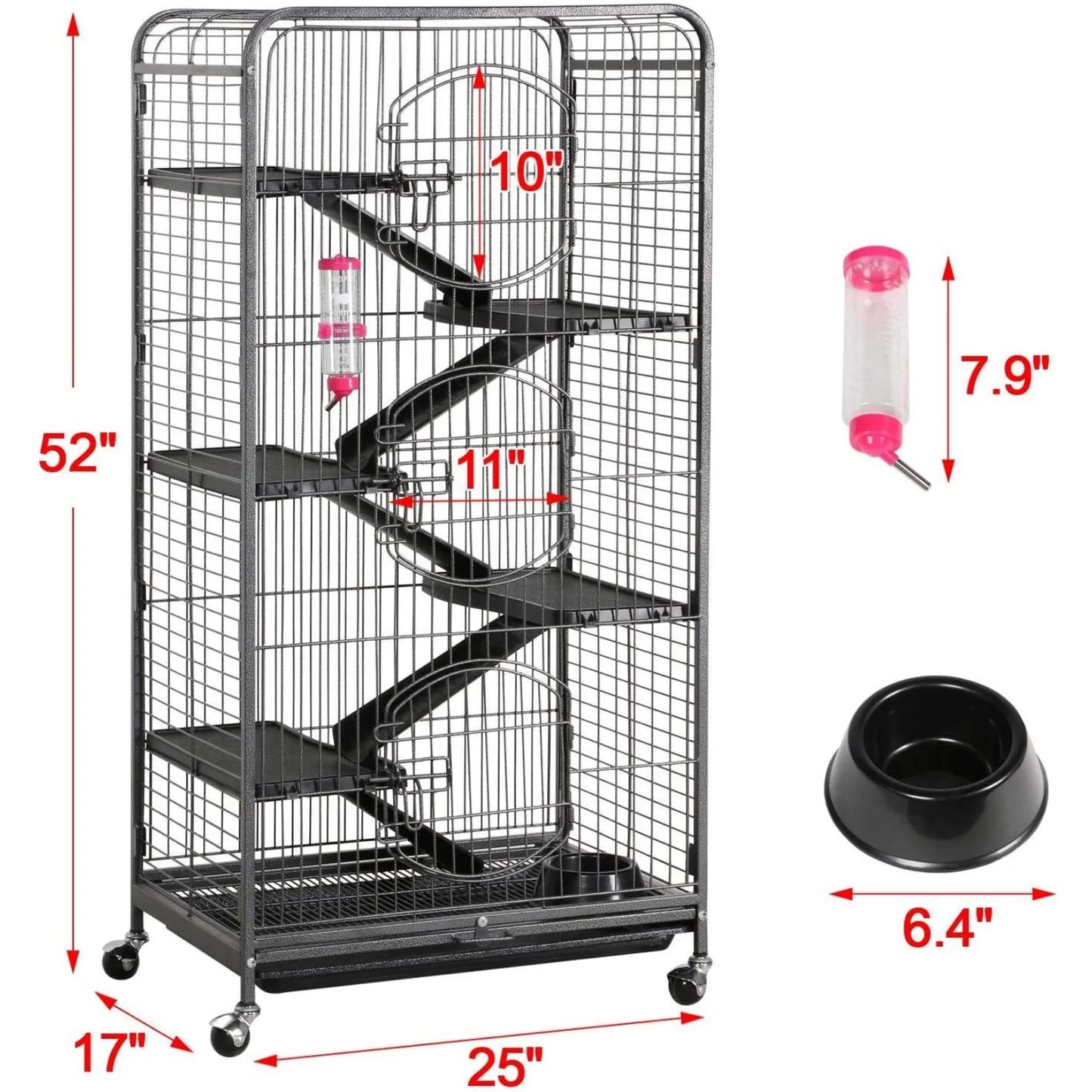 US 52-inch Ferret Cage 6 Level Metal Cage