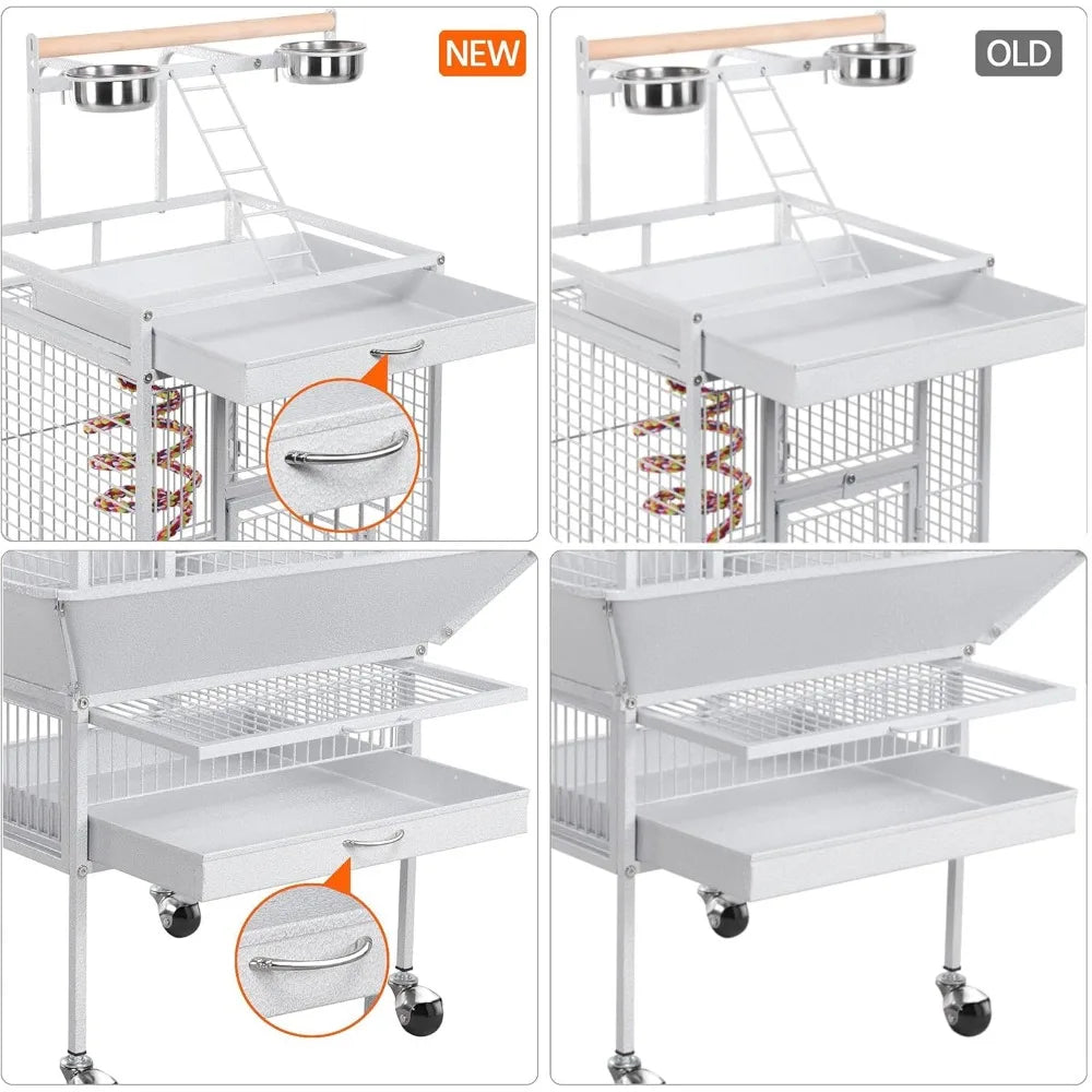 61-inch Wrought Iron Selection Play Top Large Parrot Bird Cage